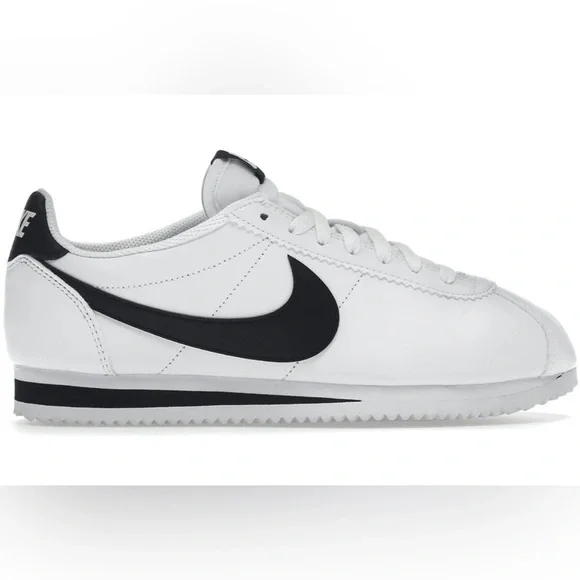 Classic Nike Cortez Basic SL White Black Swoosh Sneakers Retro Athletic Shoes - Picture 2 of 5